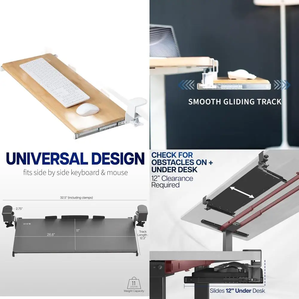 

27-дюймовый выдвижной бамбуковый столик для клавиатуры и мыши