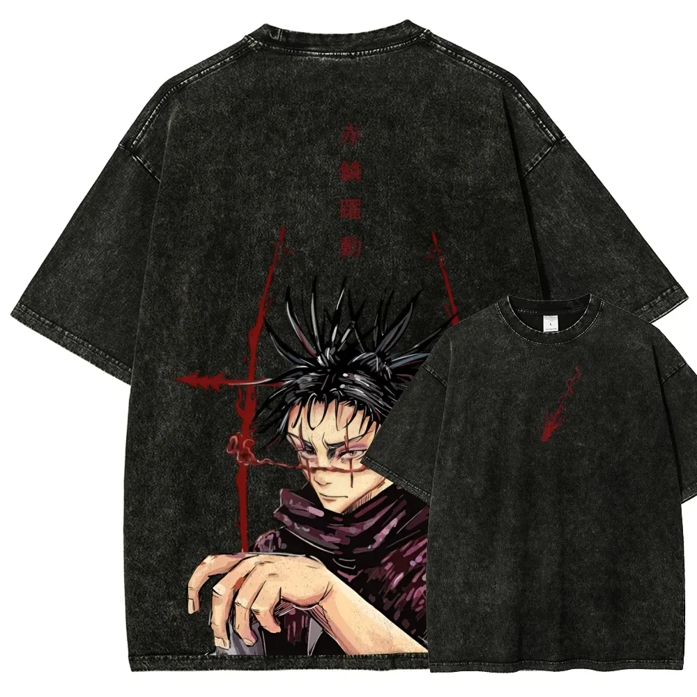 

Футболка Choso Jujutsu Kaisen мужская, с эффектом кислотной стирки, с принтом «Красные чешуйки», в стиле аниме-стритвир, винтажная, с принтом «Проклятая матка»