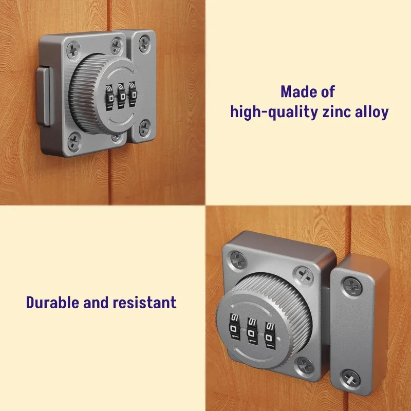 YUANJ 3 أرقام خزانة أمان أقفال بكلمة مرور غير لكمة قفل بدون مفتاح مزلاج رمز الجمع قفل أمان باب الطفل مكافحة سرقة #5