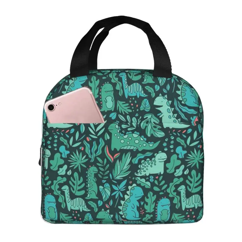 Custom Dinosaur Stars Pattern Lunch Box for Women Cartoon Thermal Cooler Food Insulated Lunch Bag Office Work Picnic Tote Bags