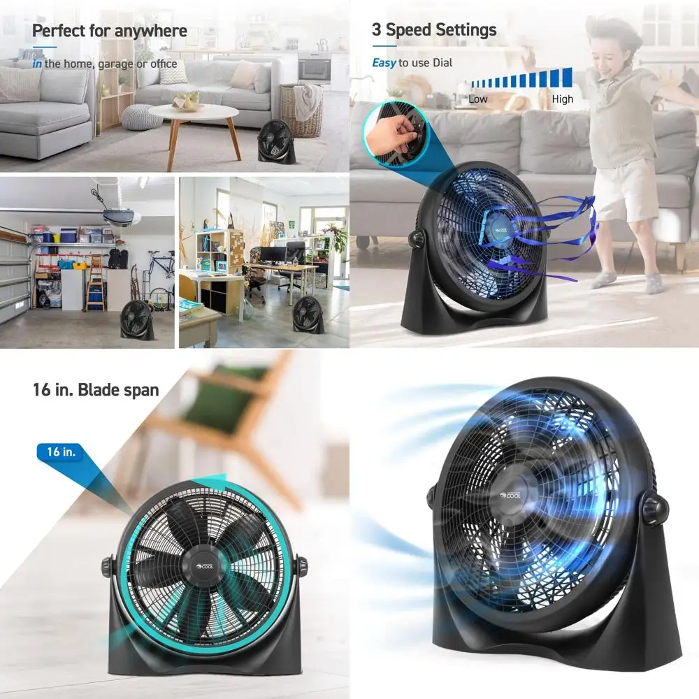 

Высокопроизводительный черный напольный вентилятор 16 дюймов - CFF16B