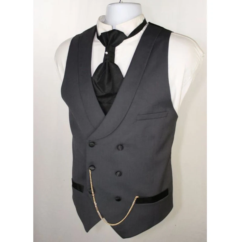 Double Breasted Vest for Men Suit Waistcoat with Shawl Lapel One Piece Dark Gray Man Suit Vests New Arrival Europe Size