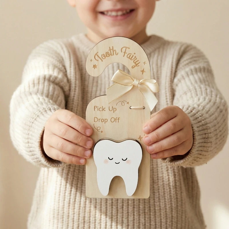 AMBOLI Fairy Door Hanger Tooth Fairy Money Holder Tooth Fairy Pick up Box Cute Lost Tooth Holder Teeth Case for Lost Tooth Gifts