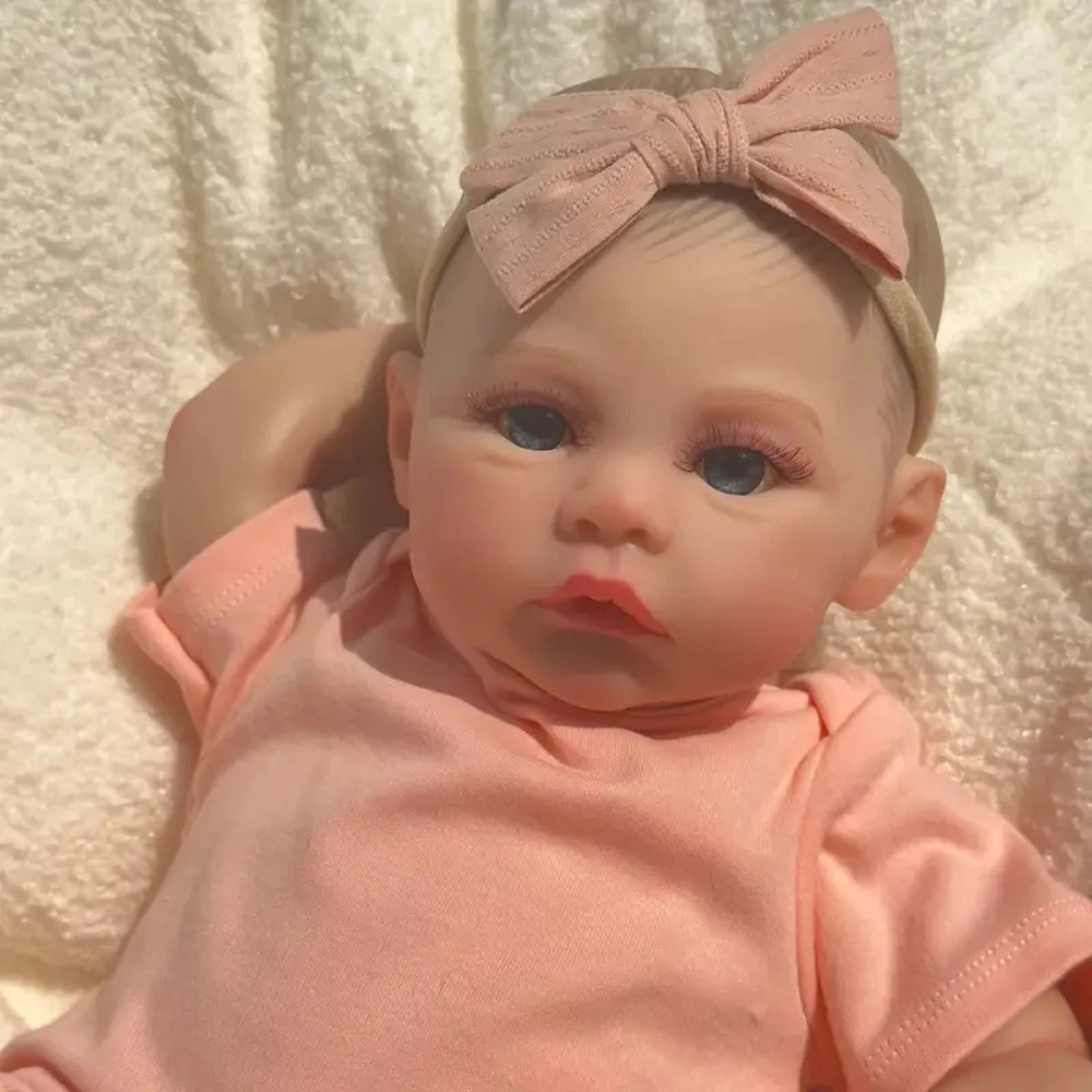 Realistic 18-inch Reborn Baby Doll Handmade 3D Painted Skin Full Body Silicone Vinyl Girl Soft Cloth Body Christmas Gift