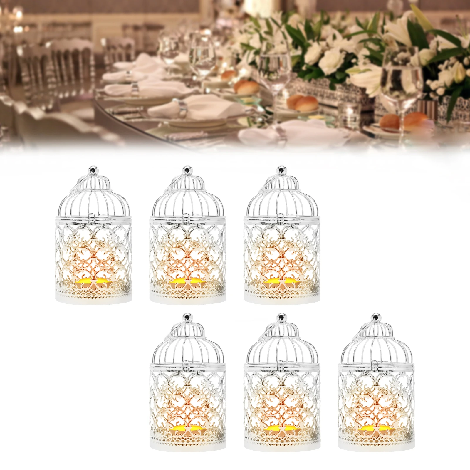 Candle Lanterns Bird Cage Metal Hollow Out Decorative Birdcage Iron Candles Holder Hanging Lantern Wedding Christmas Party Decor