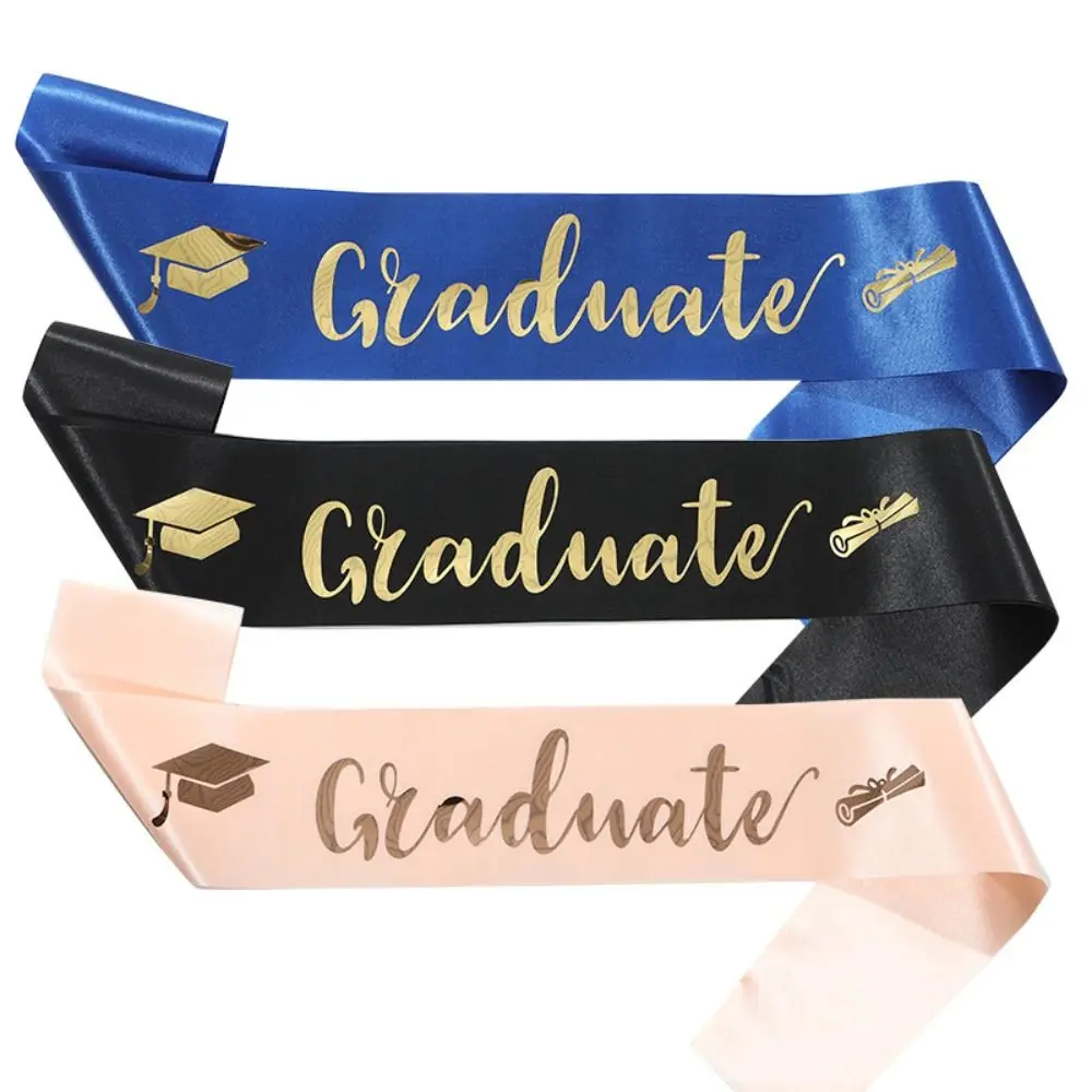 Graduation Belts Men Graduated Straps Shiny Gold Graduated Shoulder Straps Graduation Ceremony Belts Graduated Satin Sashes