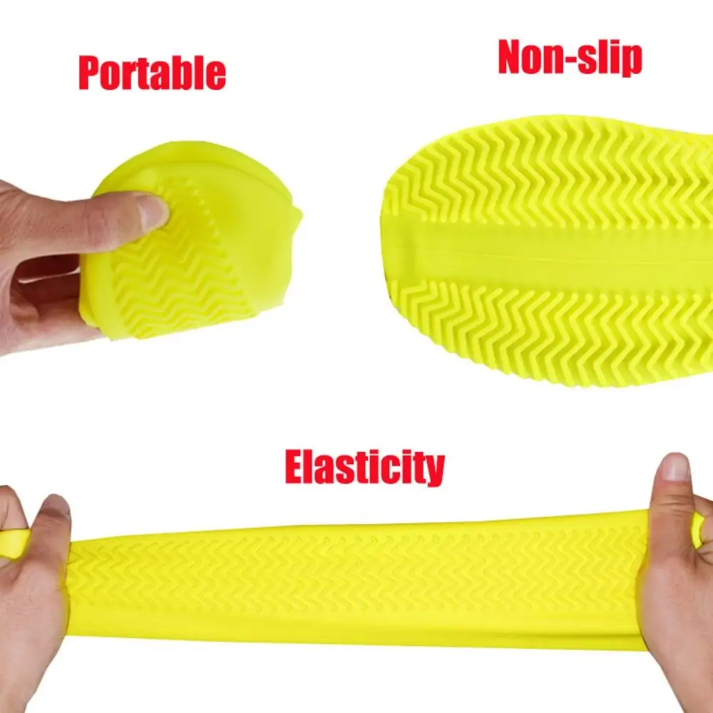 4pcs High Quality Waterproof Shoes Covers Silicone Non-slip Rain Shoe Cover High Elastic Reusable Rain Boots Unisex