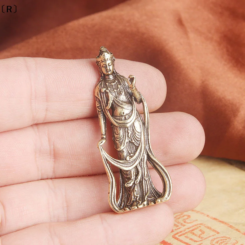 〔R〕Collectable Antique Copper Buddha Guanyin Bodhisattva Exquisite Small Statues Home Decorations Crafts Ornaments〔Winter2〕