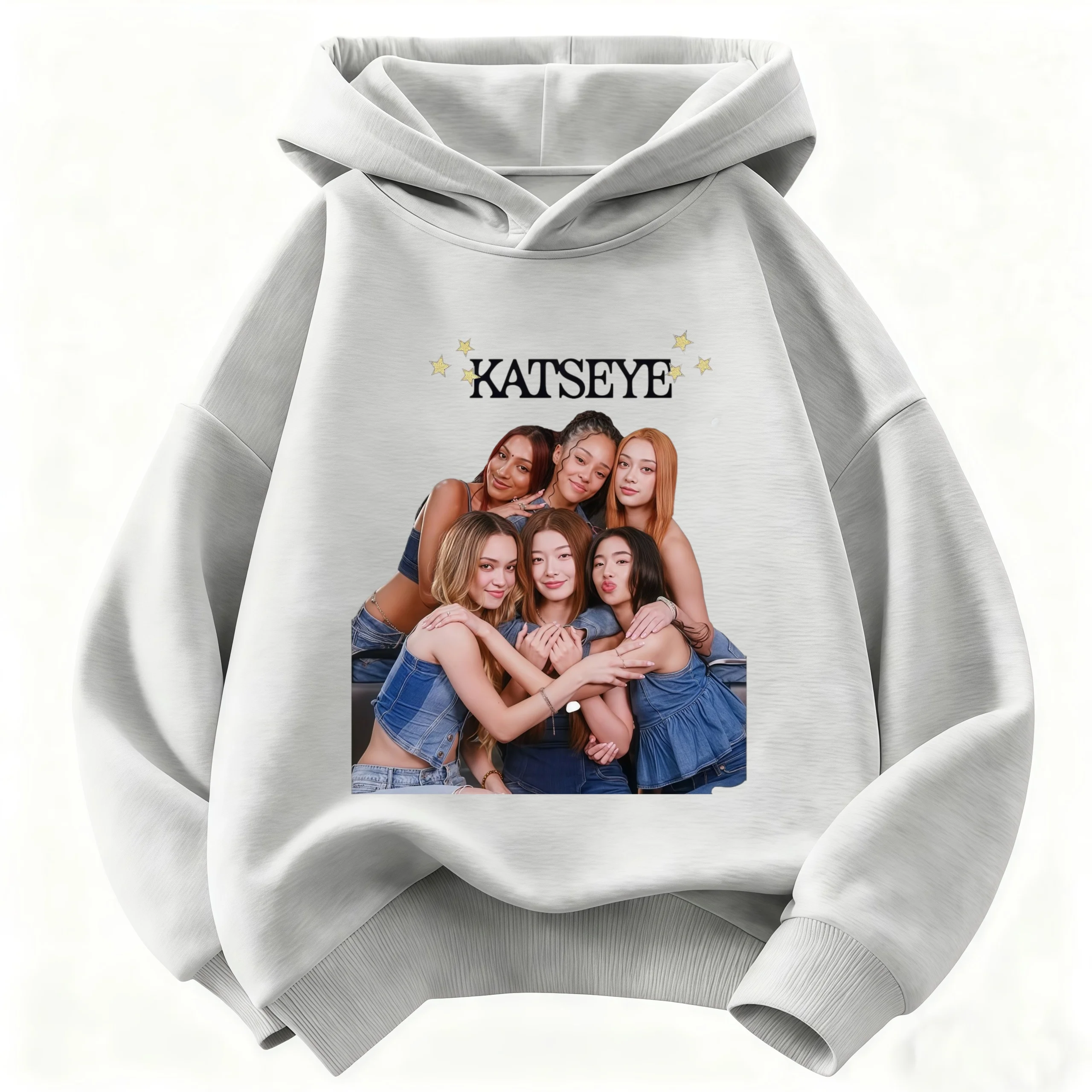 Kinder KATSEYE Hoodie Mädchen Jungen Lässiger Langarm-Kapuzenpullover Modischer Gruppen-Grafik-Pullover Kinder Alltags-Streetwear-Oberteil – Detail 3