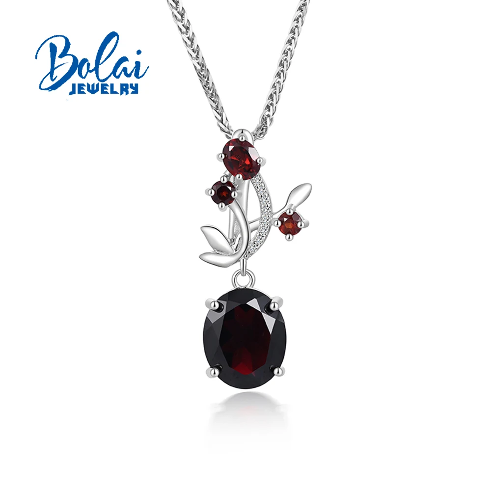 

S925 Silver Pendant Necklace Natural Garnet Gemstone Boost Creativity Stone Fine Jewelry for Sister Mom Wife on Special Occasion