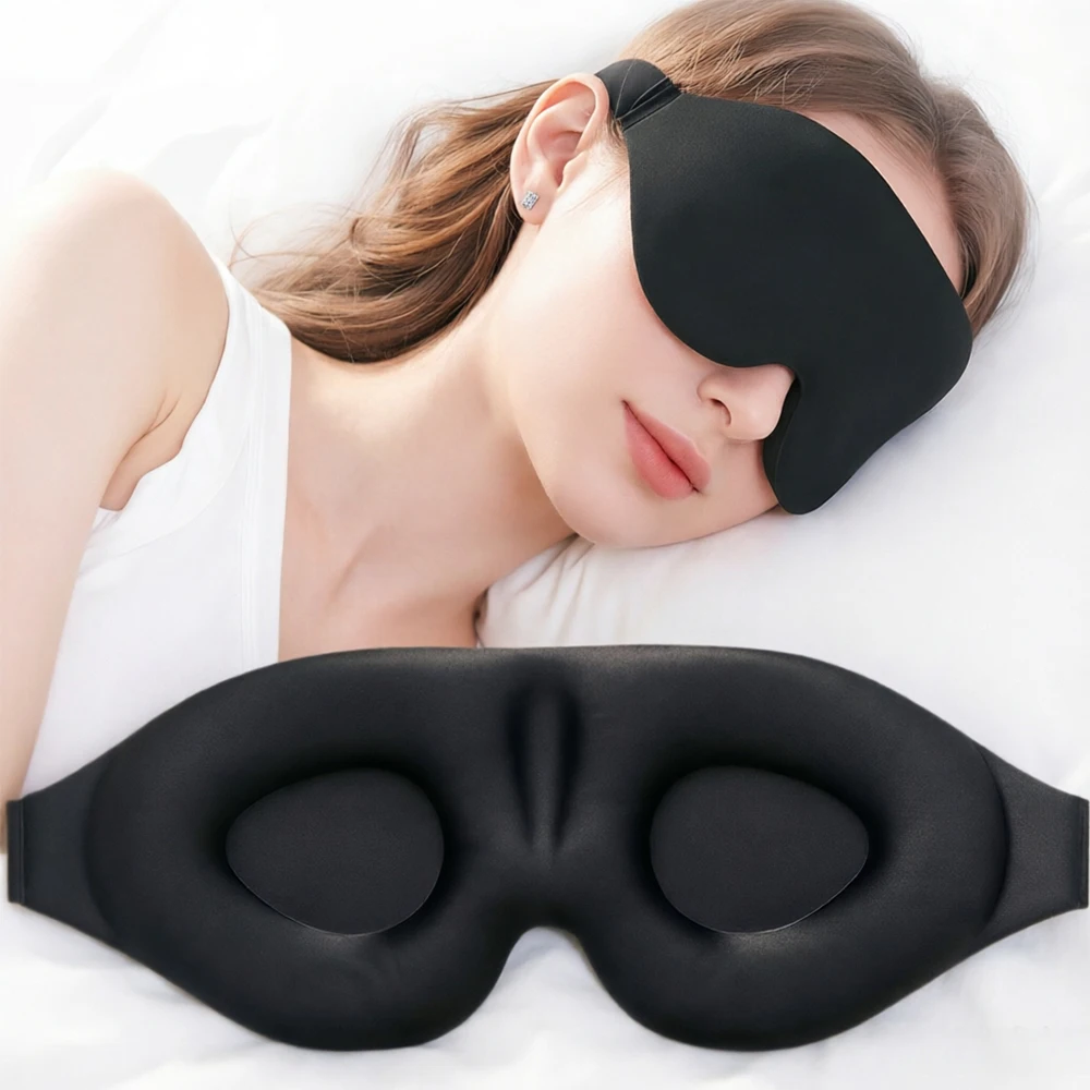 1/2/3/4/5Pcs 3D Contoured Cup Sleeping Mask for Men Women, Travel Blackout Night Blindfold Eye Shade Cover with Adjustable Strap