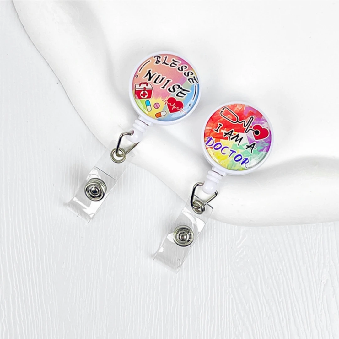 Id Card Holder Versatile Retractable Badge Reel Name Tag Clip  Badge Holder For Doctors Hospitals Office Workers