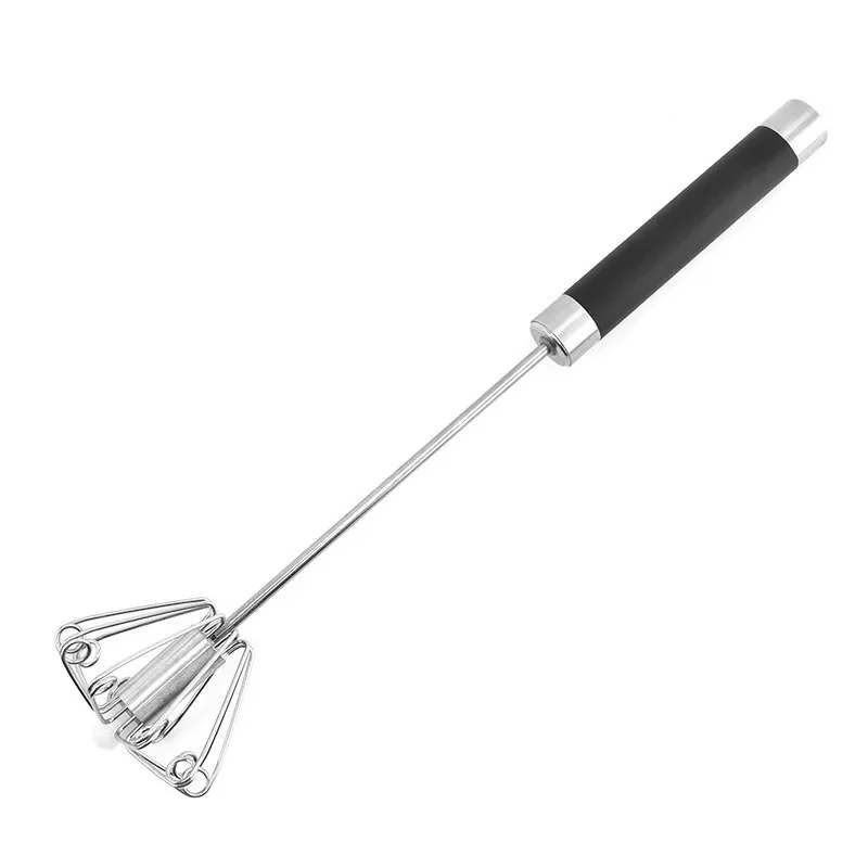 Rotatable Stainless Steel Kitchen Mixer Manual Whisk Egg Beater Whipping Manual Milk Cream Whisk Semi Automatic Eggbeater