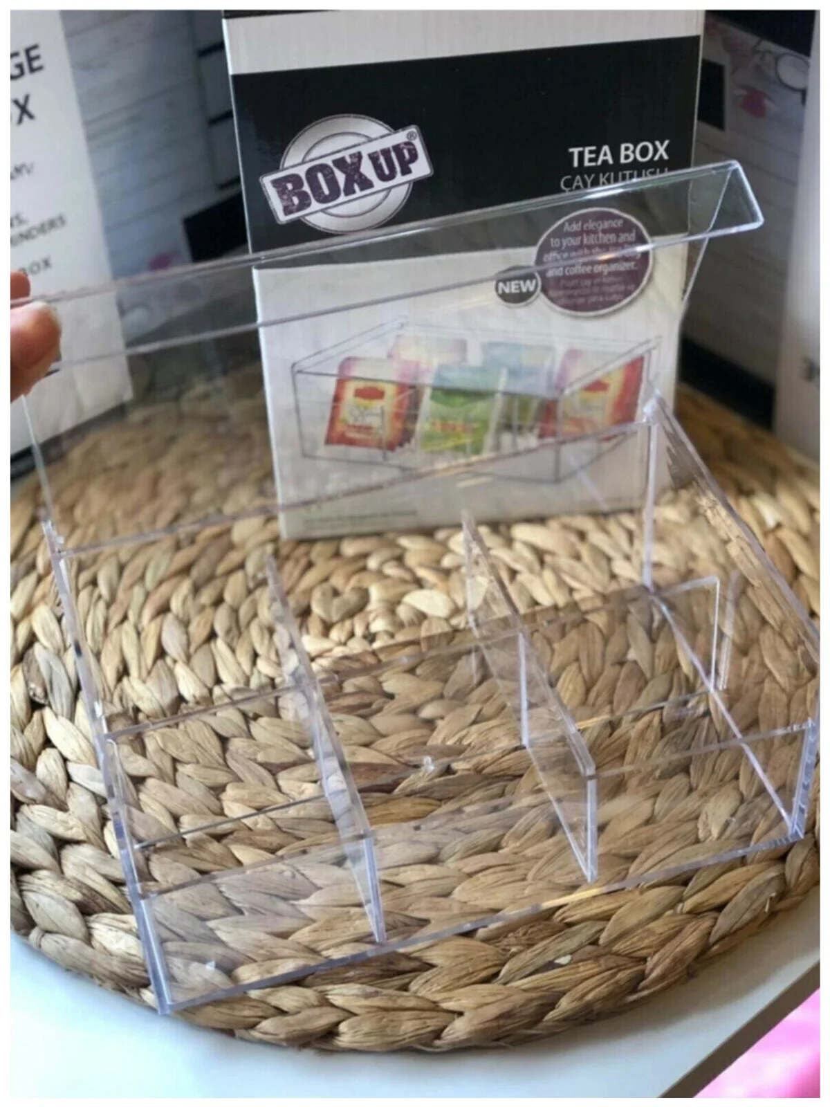 Transparan 6 Sel Organizer Teh Multifungsi Penggunaan Kualitas Tinggi Keras dan Kuat Bahan Peralatan Rumah Alat Dapur