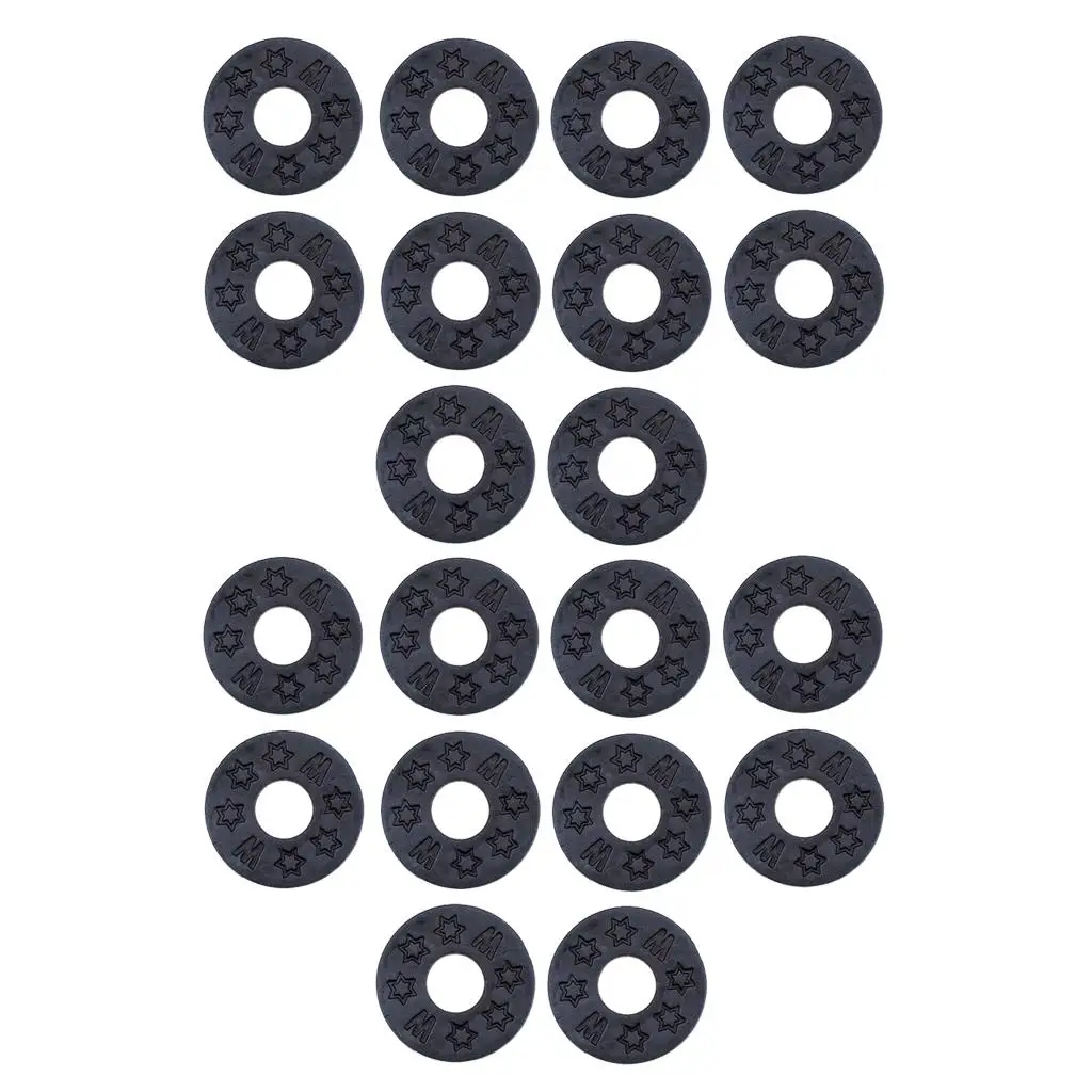 20pcs Safety Guitar Strap Block Washer Gaskets Cushions 25mm for Guitar Parts, Black