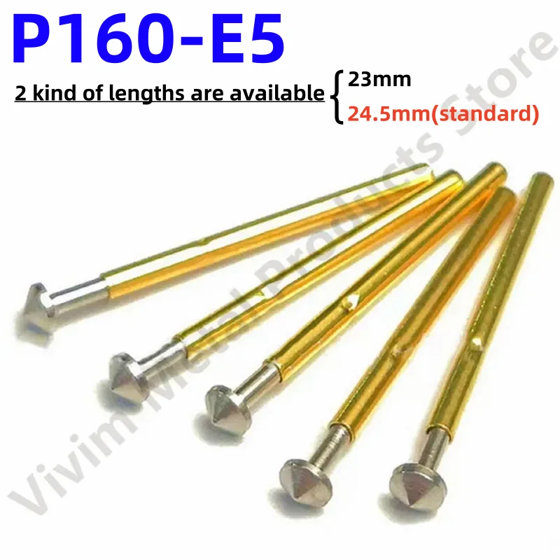 

100PCS Spring Test Probe P160-E5 Test Pin P160-E Brass Test Pin Pogo Pin Sleeve 23 or 24.5mm Pin Head Dia 2.5mm For Test Tool