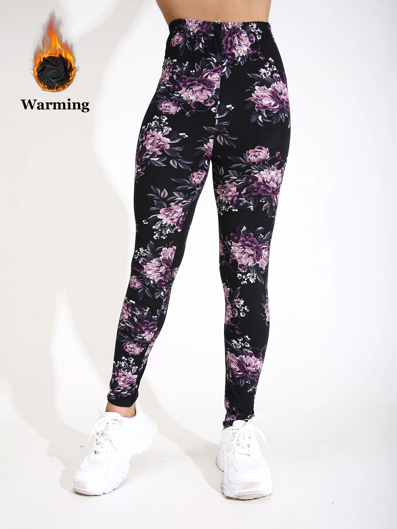 가을 겨울 1PACK 여성 보라색 벚꽃 두꺼운 벨벳 섹시한 꽉 레깅스 캐주얼 스포츠 우아한 피트니스 요가 바지