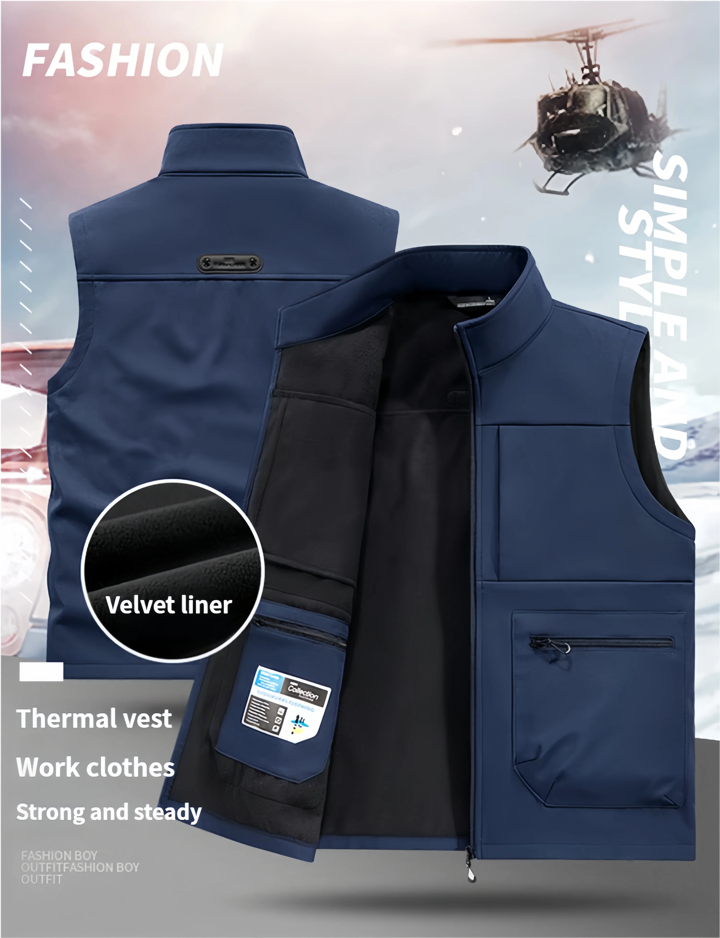 

2025 Men's Multi-Pocket Clothing Winter Vest Jackets Sleeveless Coat Fashion Large Size 5XL Male Warm Waistcoat Fleece Vest Men