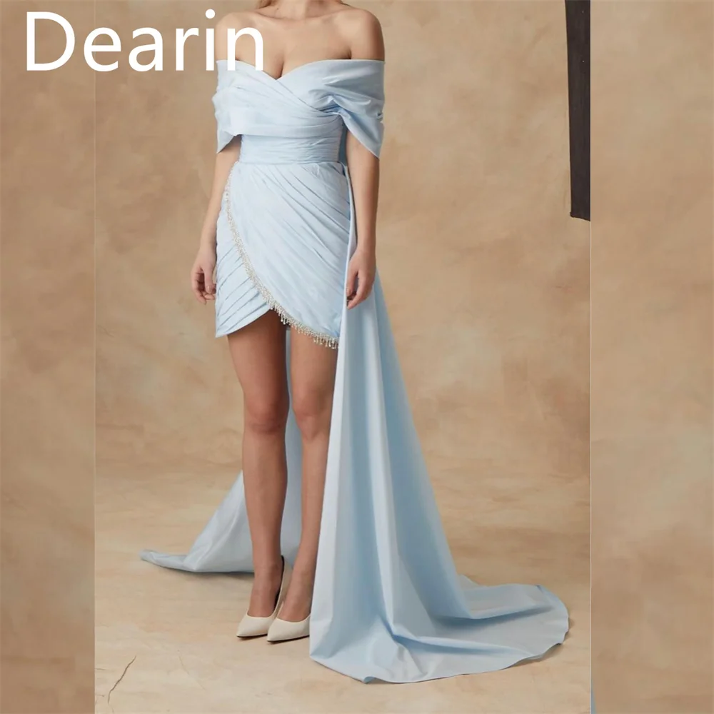 

Customized Prom Dress Dearin Off-the-shoulder Column Mini Length Skirts Vertically Bespoke Occasion Dresses Formal Evening Gown