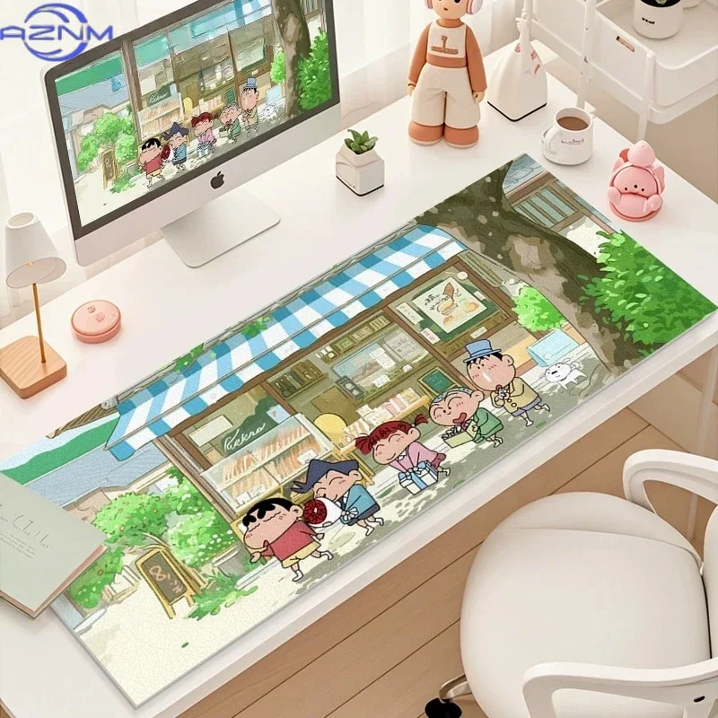 Crayon Shin-chan HD Printed Oversized Desk Mat Non-Slip Rubber Lock Edge Large Mouse Pad for Office Student Girl Gift