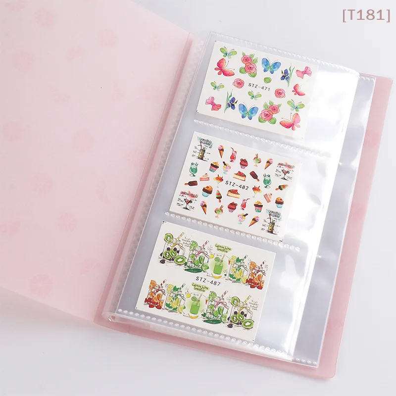 [E] 120 Slots Nail Sticker Storage Book Fruit Cover Nail Dec