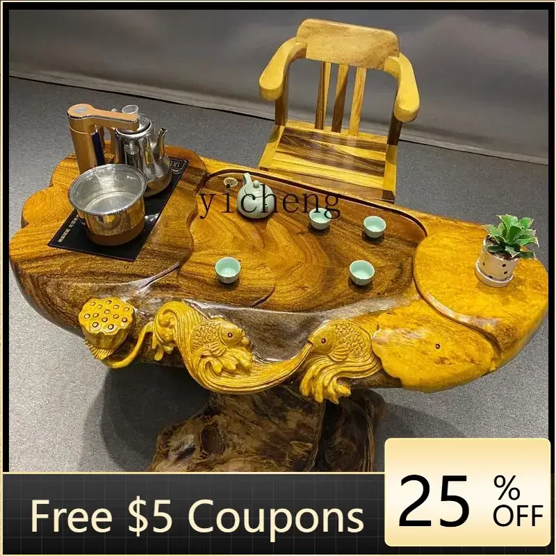 root carving tea table solid wood tree root tea table log kung fu balcony tea tray