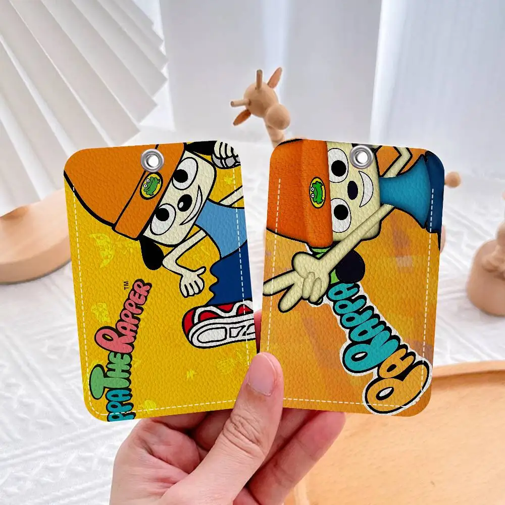 Klassisches Spiel P-Parappa T-The R-Rapper 1 Stück Zugangskartenetui Leder Kartenhalter Schlüsselanhänger Schlüsselanhänger Türzugangsanhänger Ausweis
