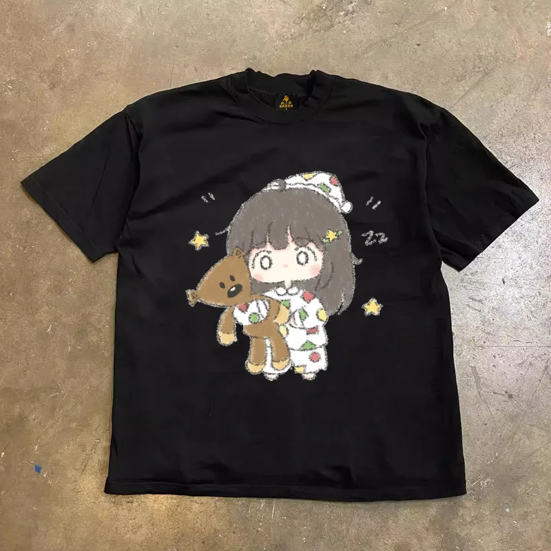 Loose Fit Cotton T-Shirt Unisex Short Sleeve Double Thread UPUPXIA Hero Print Sweat Absorbent round Neck Casual Summer Top