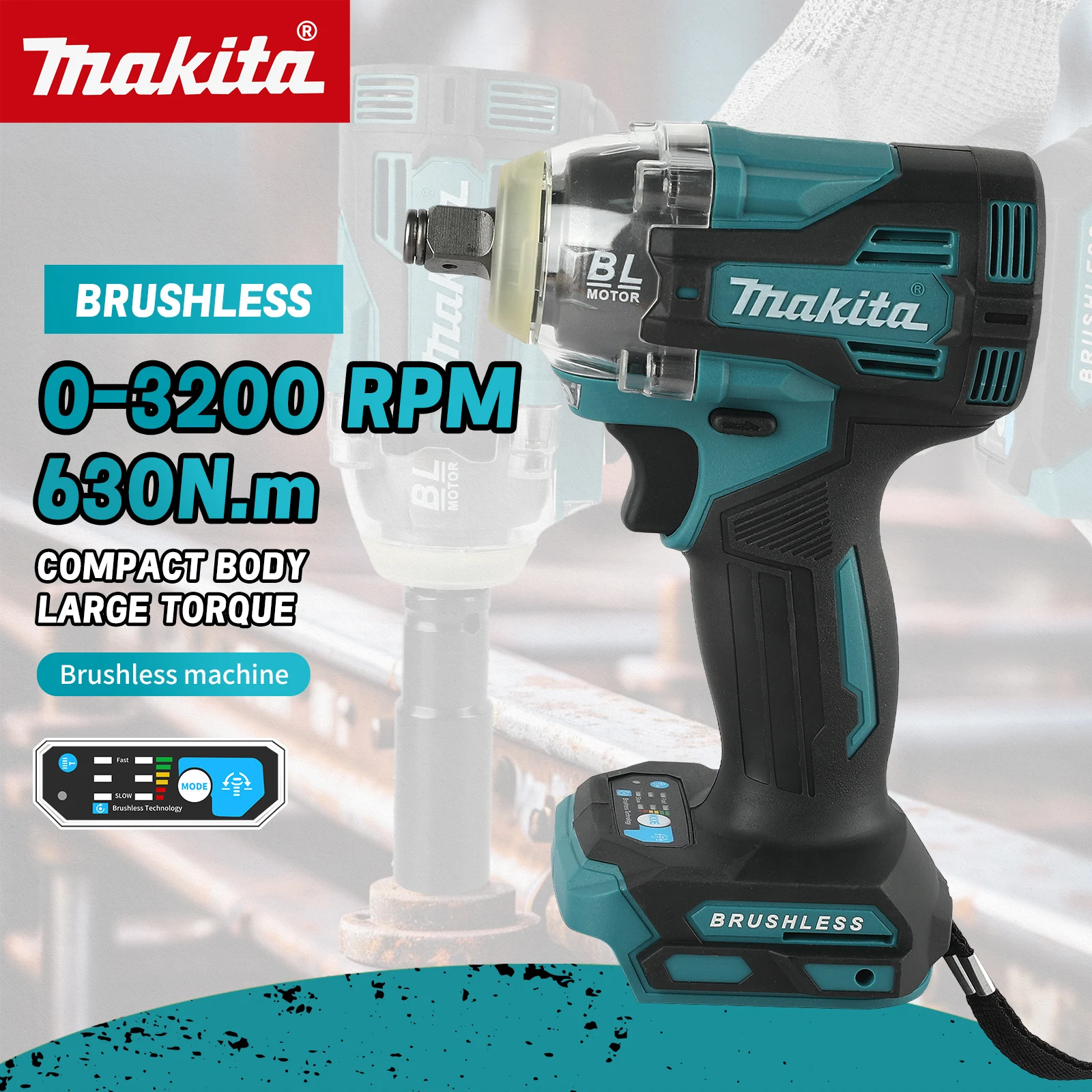 

Makita TW004G 18V Cordless Impact Wrench 630Nm Disassembly Torque 4 Speed Modes LED Light Forward Reverse Power tools