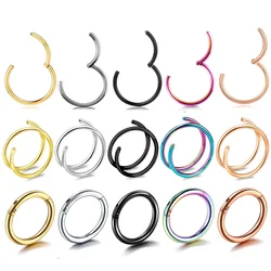 8mm Titanium Double Helix Nose Rings Hinged Segment Ring Ear CartilageTragus Helix Lip Piercing Nose Hoop Studs Punk Jewelry 1PC
