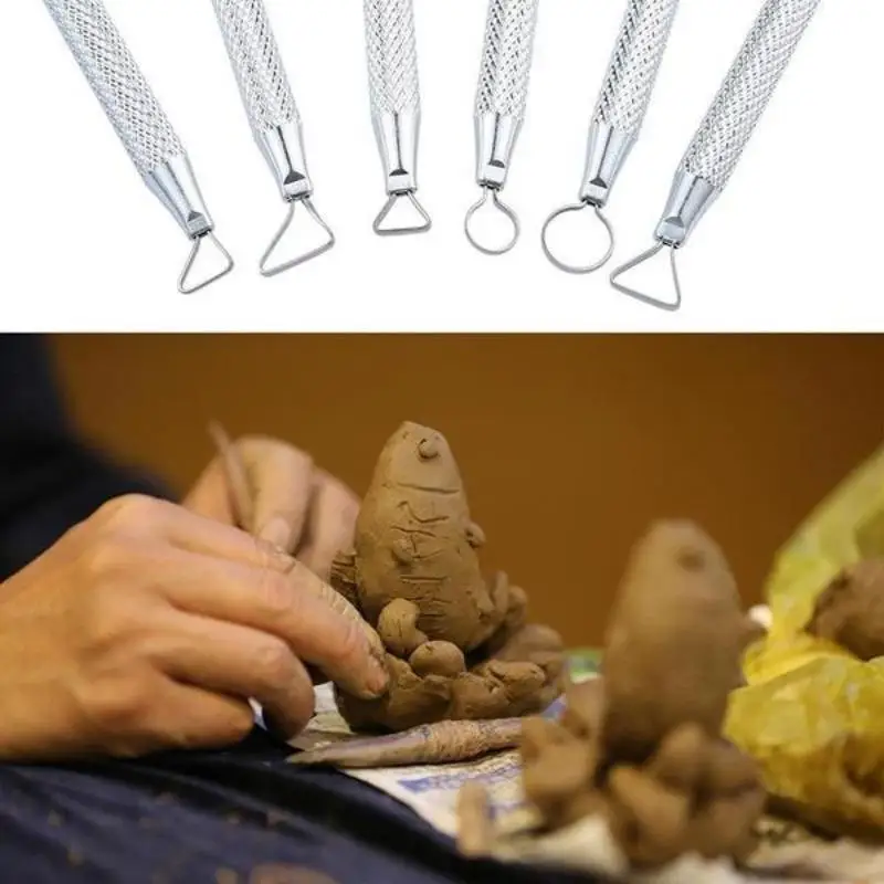 6pcs Set Aluminum Clay Tool Set for Pottery Wax Sculpture Carving Scraping DIY Ceramic Molding Craft