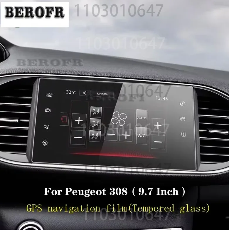 Película de navegación GPS para coche, película protectora de vidrio templado para pantalla LCD, película antiarañazos de 9,7 pulgadas para Peugeot 308 2014-2023