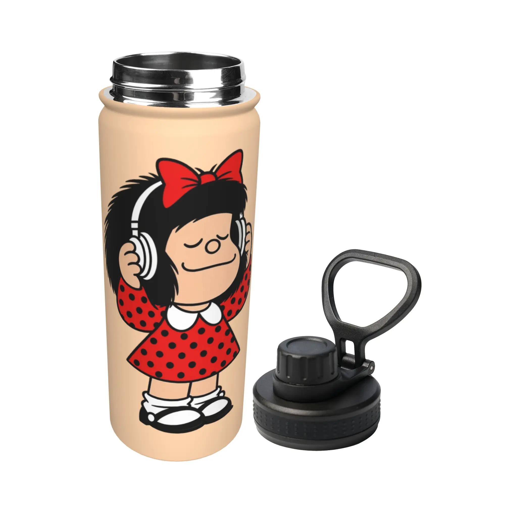 Cartoon M-Mafaldas 18OZ Sports Insulated Kettle  Thermal Cup Stainless Steel Double Wall Mug Water Bottle
