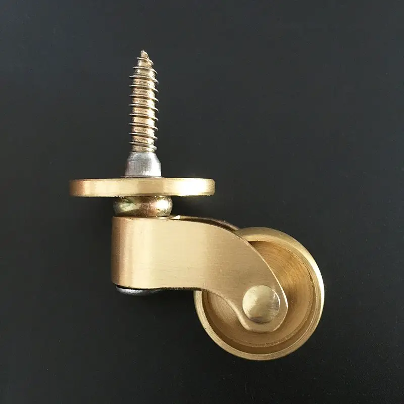4PCS 1'' Solid Brass/Brass+Rubber Casters Table Chair Sofa Couch Castors 360° Swivel Wheels Furniture Rollers Loading 150KG/4PCS