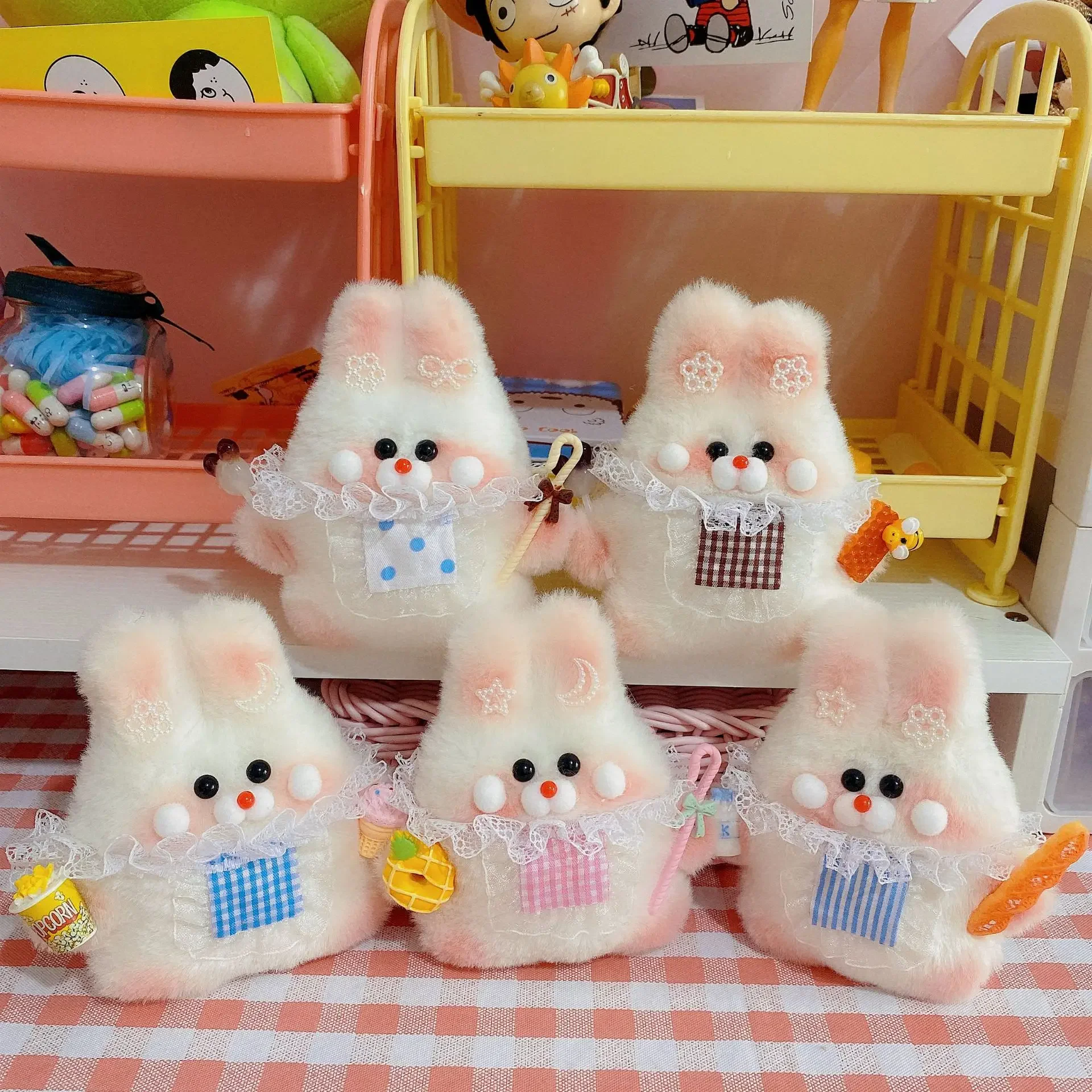 

1 Pcs New Cartoon Cute Plush Bib Rabbit Keychain Creative Plush Backpack Pendant Fashion Cute Birthday Christmas Gift