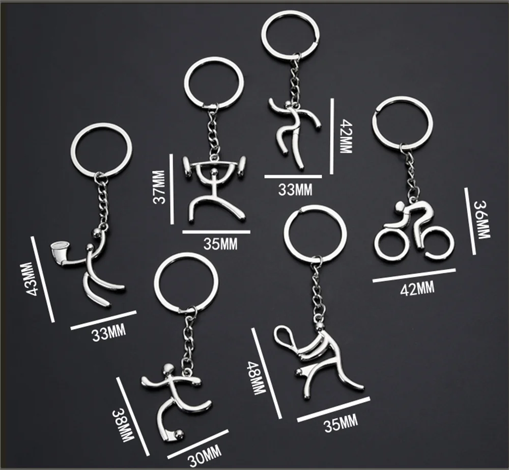Creative Mountain Bike Keychain Metal Football Running Basketball Keyring For Men Backpack Pendant Sports Club Fans Gifts
