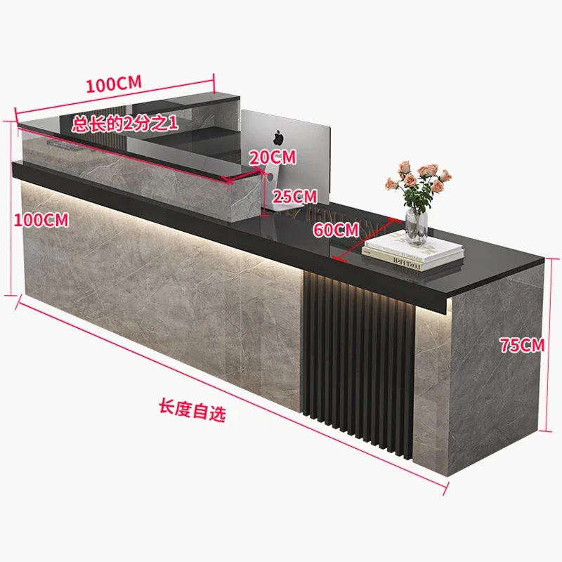 シニアグラマーレセプションデスクシンプルプロフェッショナル商業ユニークなバーカウンターサロンクラシックレゼプション商業家具