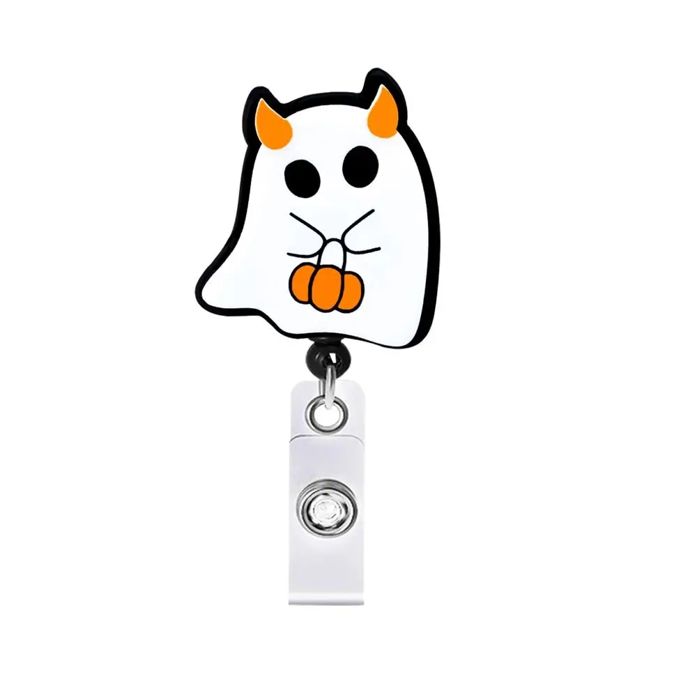 Exhibition Card Retractable Badge Reel Name Card ID Card Clips ID Badge Holder Pumpkin Ghost Halloween Easy Pull Buckle Students