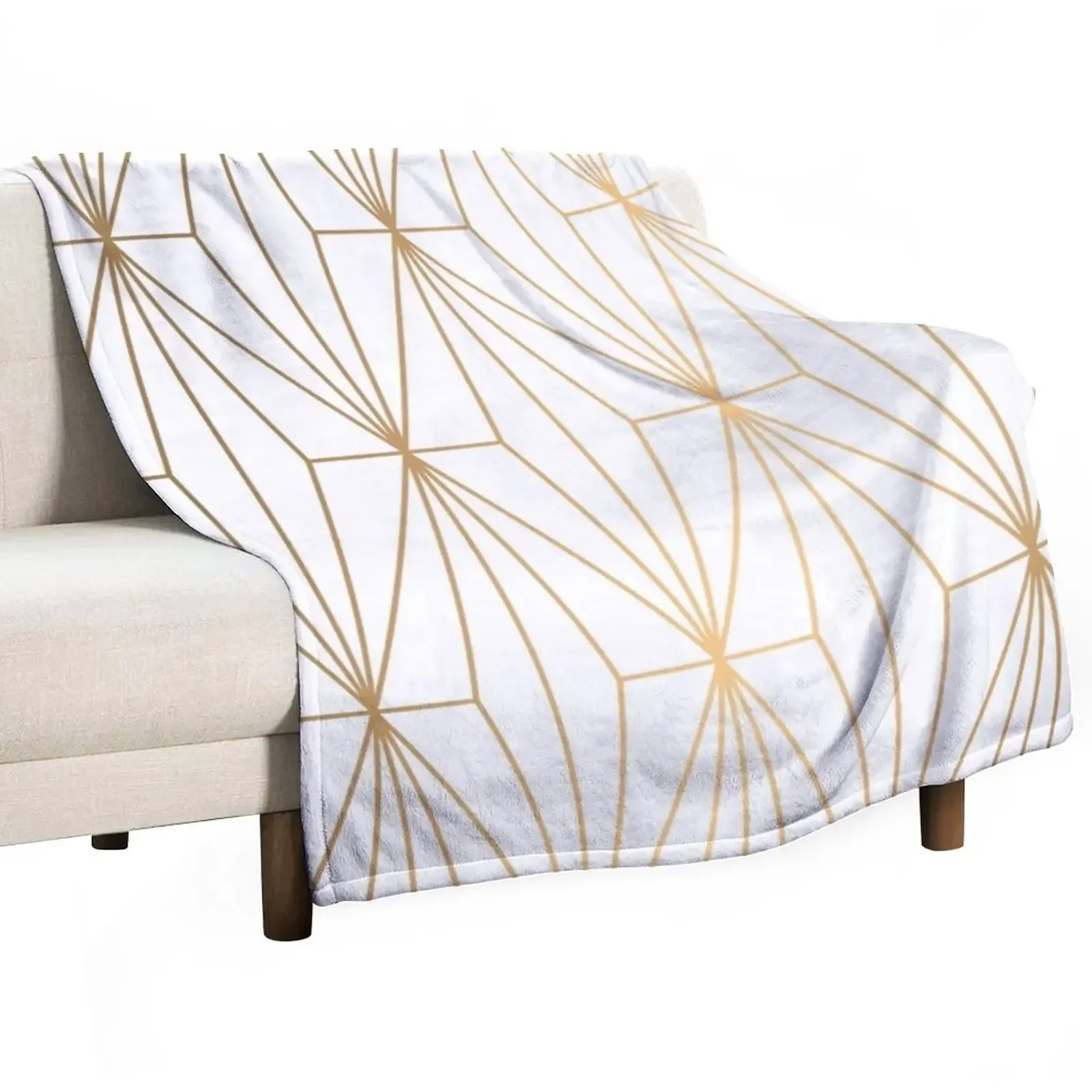 

Gold Geometric Pattern Illustration Throw Blanket For Baby Stuffeds Luxury Designer Bed covers Blankets