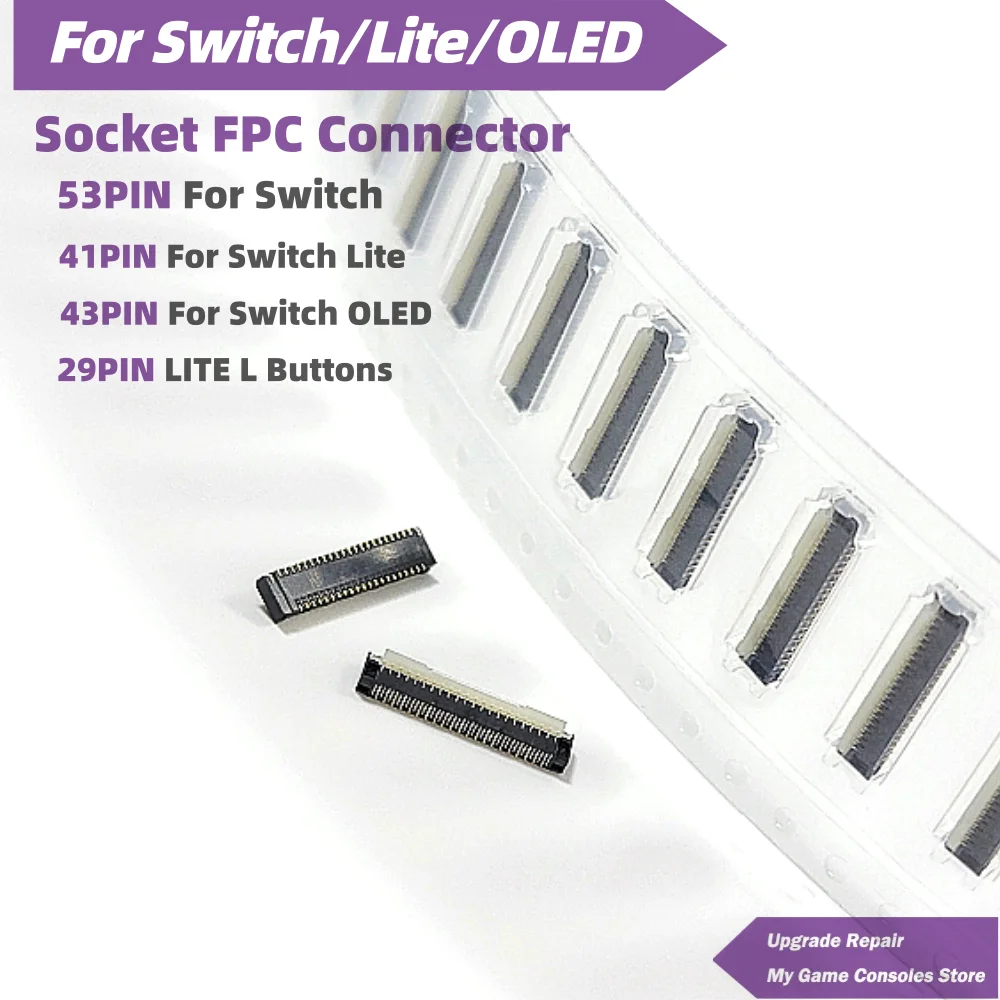 4/20Pcs LCD FPC Connector for Switch Lite Oled 41 Pin 53Pin 43 Pin Screen Socket Replacement Console Display Port Repair Kit ZIF