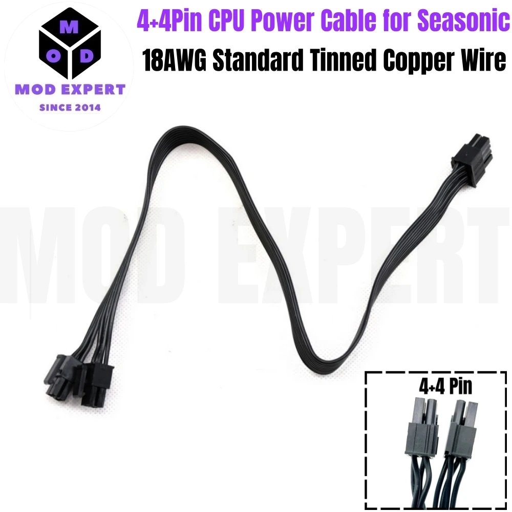 

CPU Power Cable 8Pin to 4+4Pin 12V Flat Wire for Seasonic PRIME PX-1600, PX-1300, PX-1200, PX-1000 Platinum Modular Power Supply