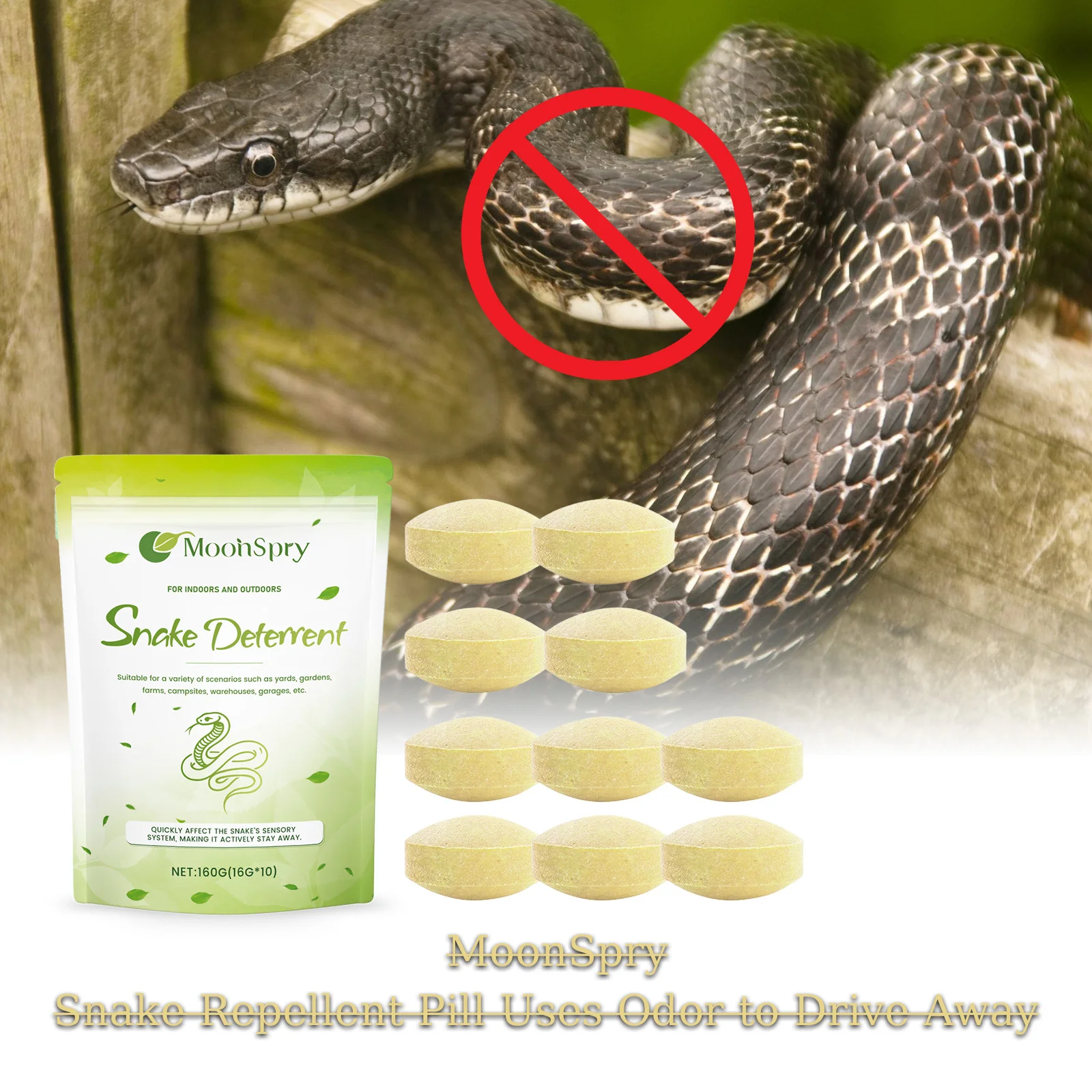 

MoonSpry Snake Repellent is a Convenient Snake Repellent for Home, Outdoor, It Has a Strong Odor and Outdoor Sse.