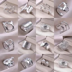 1/3Pcs Stainless Steel Stylish Irregular Hollow Multi-Layer Personality Chunky Open Rings Punk Textured Men Wide Anillos Jewelry