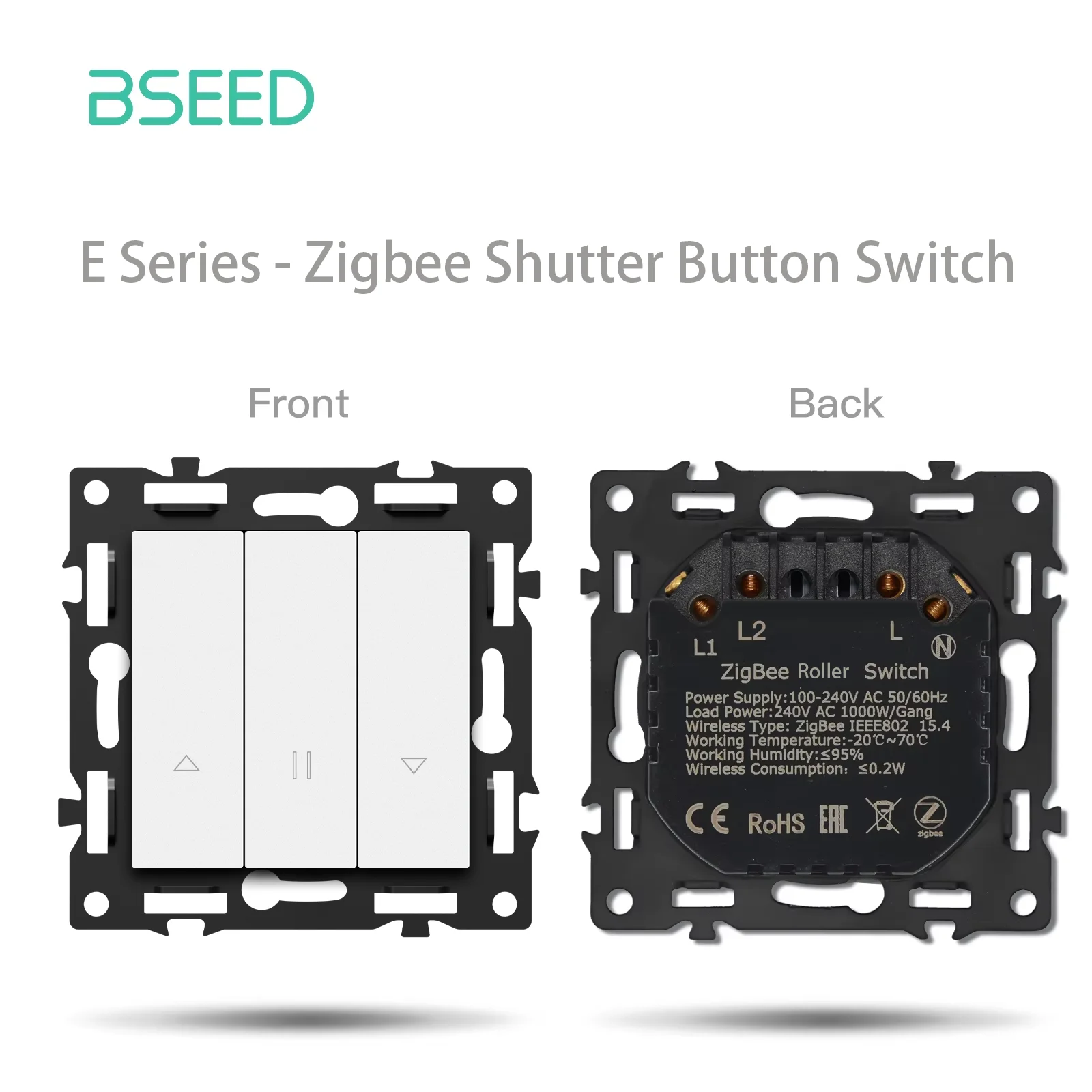 BSEED Zigbee 1/2/3Gang Smart Licht Schalter Tuya Smart Leben Alexa EU Steckdosen Funktion Teile Glas Panels DIY Teile 5