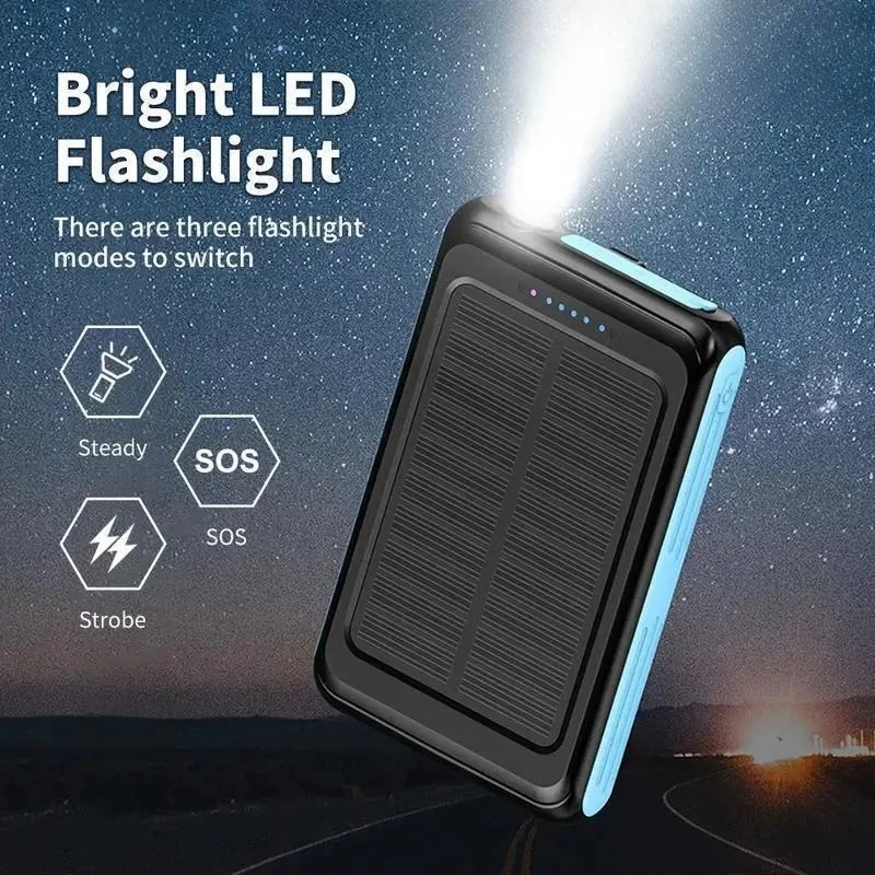 5000mAh Wireless Magnetic Solar Power Bank 20W Fast Charging with Flashlight External Backup Battery for IPhone Samsung