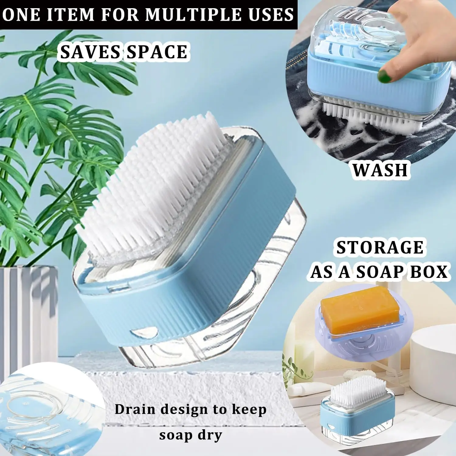 Multifunctional Soap Box Bathroom Roller Brush Type Soap Dish Holder Laundry Soap Drain Box Non-slip Foam Bubbler For Washing