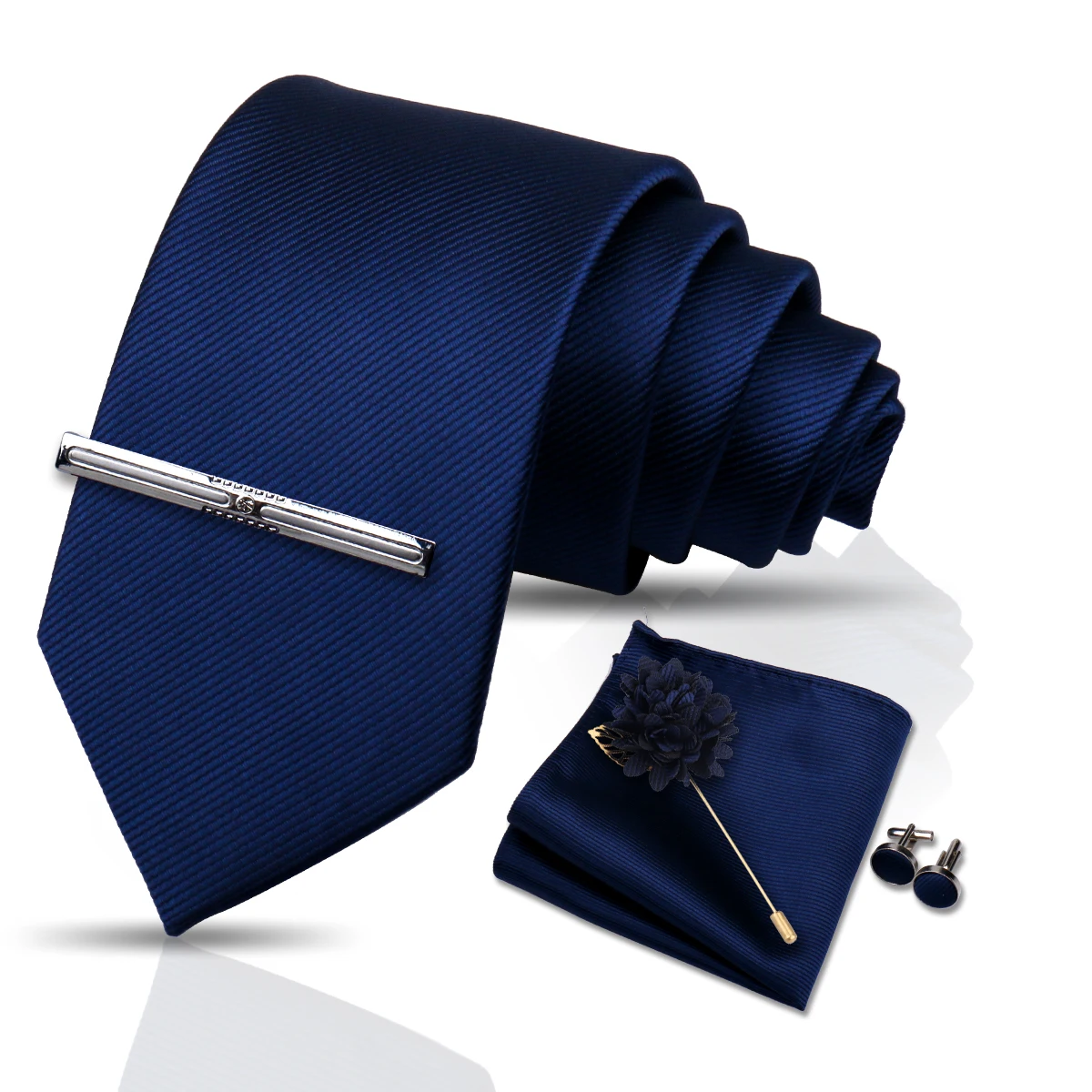 Brand Business Solid Color Ties Handkerchief Cufflink Tie clip Pin Set For Men Formal Necktie Party Wedding Men Accessoreis Gift