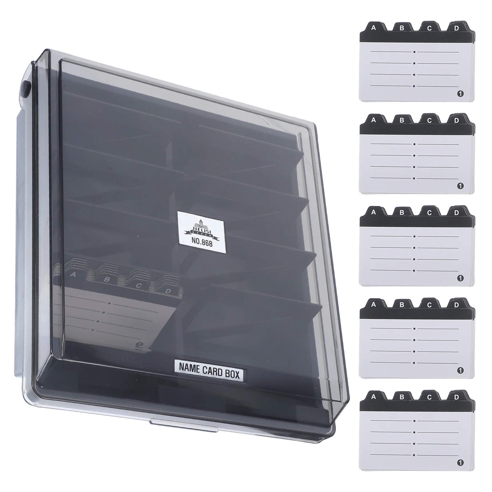 Plastic Business Card Organizer Box Large Capacity Design Convenient Use Elegant Professional Business Card Holder Desk