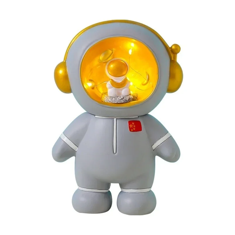 Home Decoration Gift Creative Astronaut Night Light Piggy Bank Resin Cartoon Anime Spaceman Coin Banknote Piggy Bank