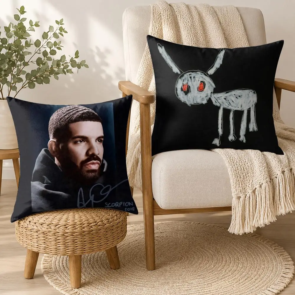 D-Drake Rock Rapper Cool Cushion Cover Square Decorative Throw Pillow 40x40cm For Sofa Bedroom Living Room Home Decor
